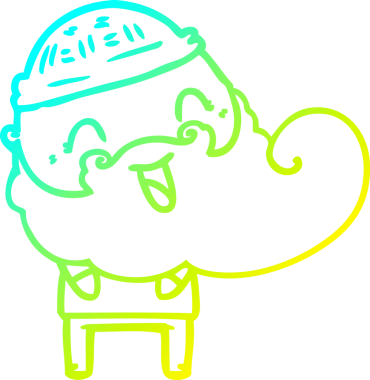 Bir insan tarafından çizilmiş mutlu sakallı bir adamın soğuk hava çizgisi.