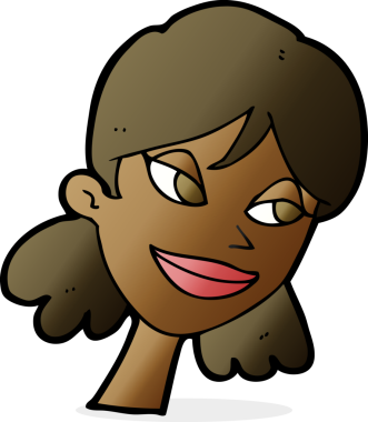 Bir insan tarafından çizilmiş mutlu kadın yüzü.