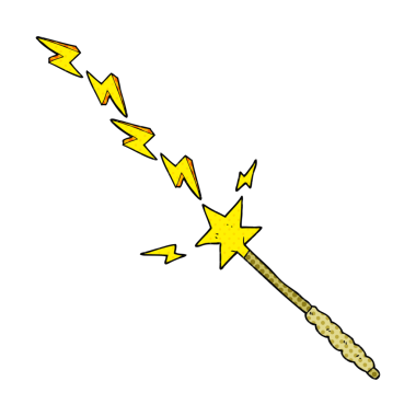 Bir insan tarafından çizilmiş el yazması çizgi roman tarzı sihirli değnek.