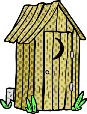 Bir insan tarafından çizilmiş hilal ay pencereli geleneksel çizgi film tuvaleti.