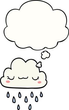 Bir insan tarafından çizilmiş düşünce baloncuklu karikatür fırtına bulutu