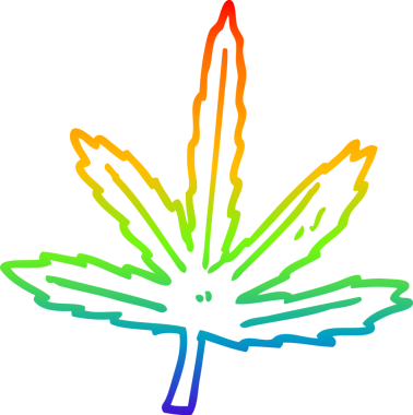 gökkuşağı gradyan çizgisi bir insan tarafından çizilmiş marihuana yaprağının çizimi
