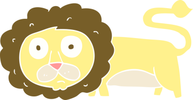 Bir insan tarafından çizilmiş aslanın düz renk çizimi