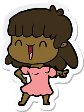 Bir insan tarafından çizilmiş bir karikatür kadının çıkartması.