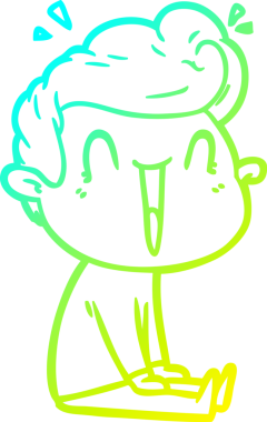 Bir insan tarafından çizilmiş, heyecanlı bir çizgi film çizimi.