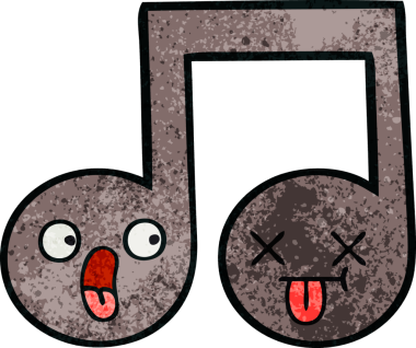 Bir insan tarafından çizilmiş müzikal notanın retro grunge desen karikatürü