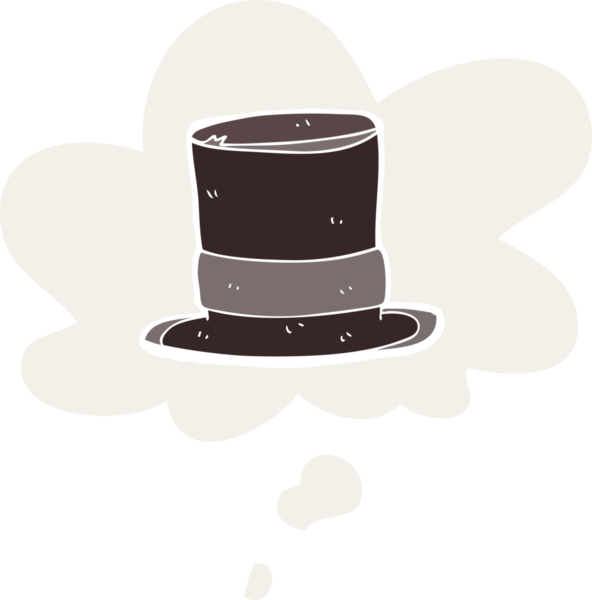 Düşünce baloncuğu olan çizgi film şapkası insan tarafından çizilmiş.