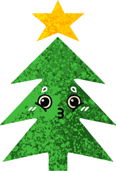 Bir insan tarafından çizilmiş bir noel ağacının retro çizim tarzı karikatürü.