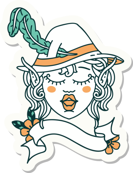 Bir insan tarafından çizilmiş bir elf şair karakteri çıkartması.