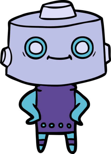 Bir insan tarafından çizilmiş çizgi film robotu