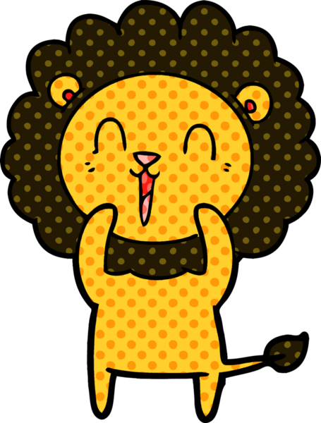 Bir insan tarafından çizilmiş gülen aslan çizgi filmi.