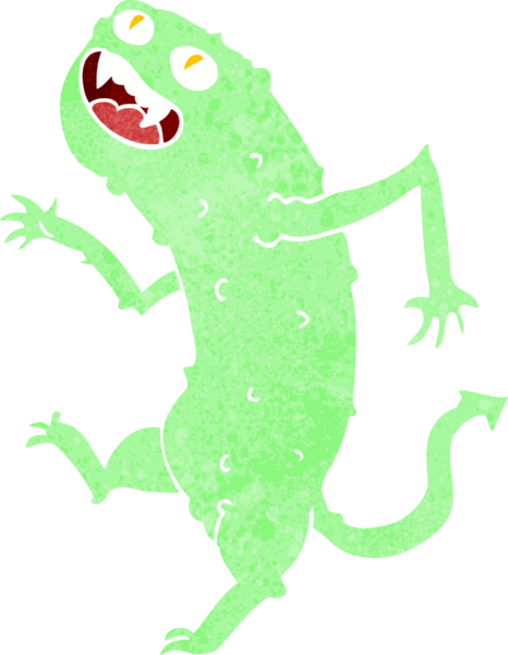 Bir insan tarafından çizilmiş çizgi film dansı canavarı.