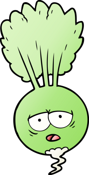 Bir insan tarafından çizilmiş karikatür kökü sebzesi