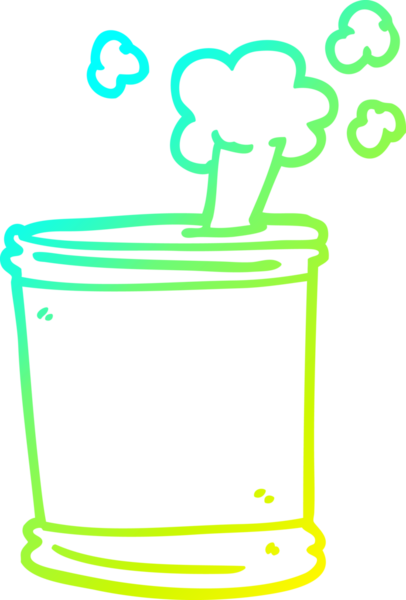 Soğuk gradyan çizgi çizimi, bir insan tarafından çizilmiş yemek kutusunun patlaması.