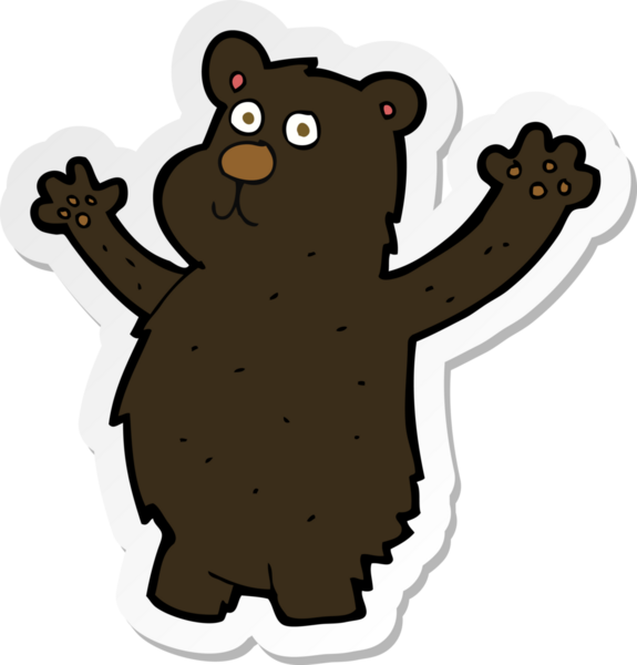 Bir insan tarafından çizilmiş komik bir kara ayının çıkartması.