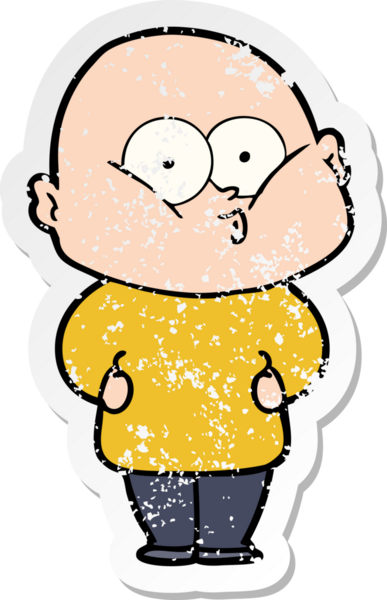 Bir insan tarafından çizilmiş kel bir adamın sıkıntılı çıkartması.