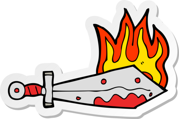 Bir insan tarafından çizilmiş yanan bir kılıcın çıkartması.