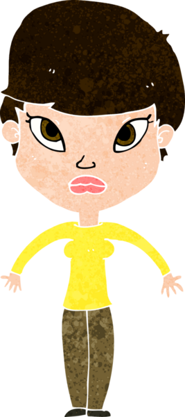 Bir insan tarafından çizilmiş omuz silken çizgi filmdeki kadın.