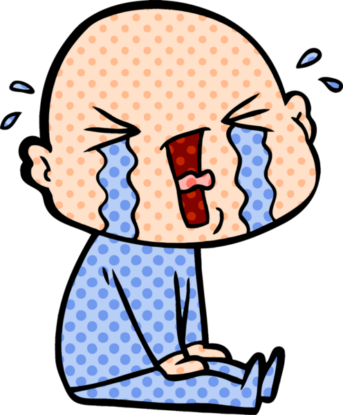 Bir insan tarafından çizilmiş ağlayan kel bir adam.