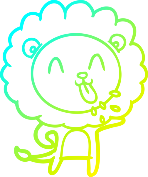 Bir insan tarafından çizilmiş mutlu çizgi film aslanı çizimi.