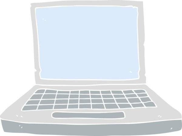 Bir insan tarafından çizilmiş dizüstü bilgisayarın düz renk çizimi