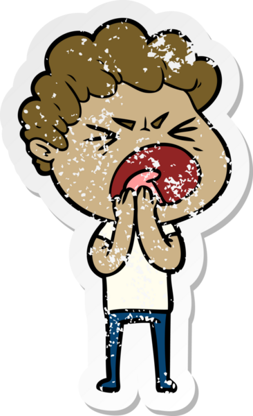 Bir insan tarafından çizilmiş öfkeli bir adamın sıkıntılı çıkartması.