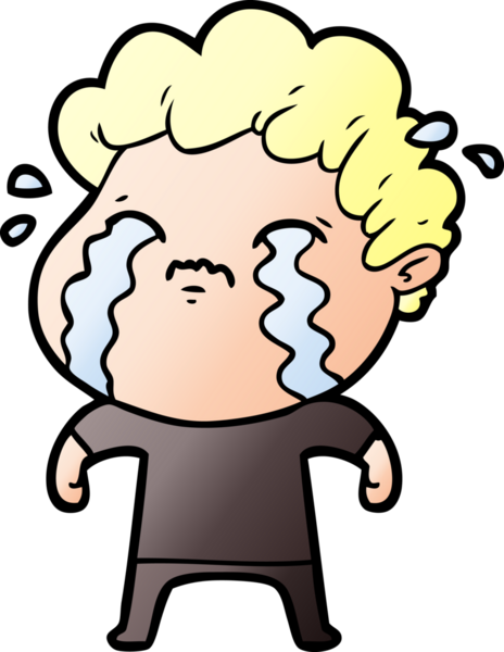 Bir insan tarafından çizilmiş ağlayan çizgi film adamı.