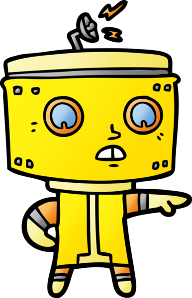 Bir insan tarafından çizilen karikatür robotu