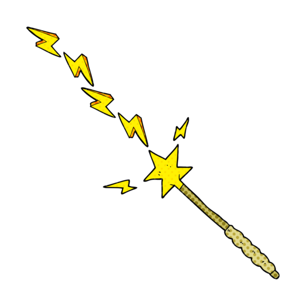 Bir insan tarafından çizilmiş el yazması çizgi roman tarzı sihirli değnek.