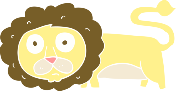 Bir insan tarafından çizilmiş aslanın düz renk çizimi