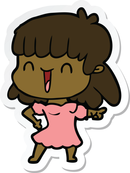 Bir insan tarafından çizilmiş bir karikatür kadının çıkartması.