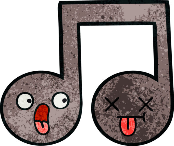 Bir insan tarafından çizilmiş müzikal notanın retro grunge desen karikatürü