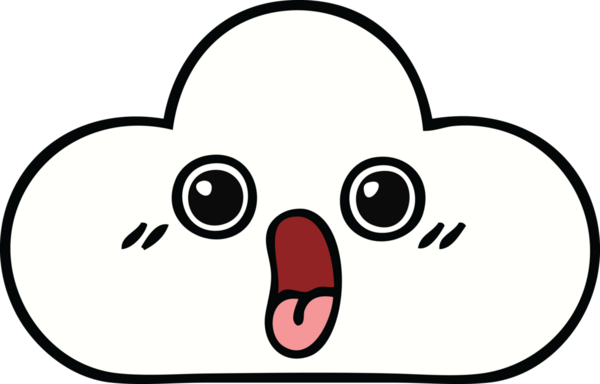 Bir insan tarafından çizilmiş sevimli bir bulut karikatürü.