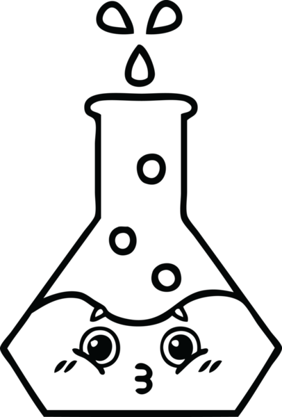Bir insan tarafından çizilmiş bir bilim şişesinin çizgi çizimi.