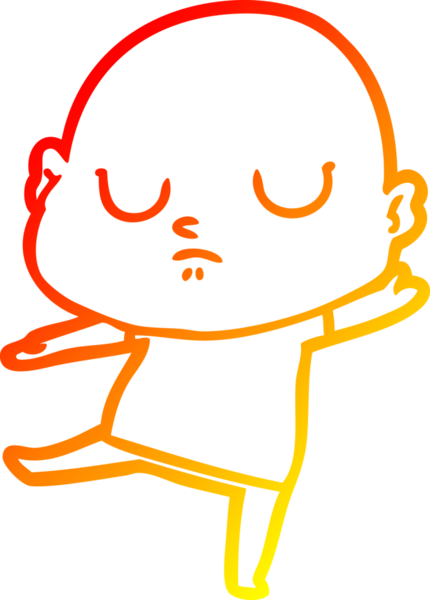 Bir insan tarafından çizilmiş kel bir adamın sıcak çizgi çizimi.