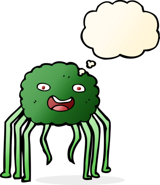 Bir insan tarafından çizilmiş düşünce baloncuklu çizgi film örümceği