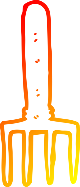 Bir insan tarafından çizilmiş bir karikatür çatalının sıcak eğimli çizimi