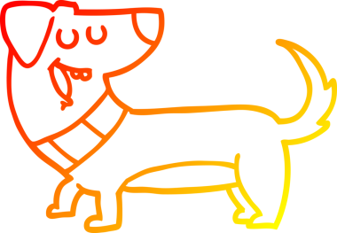 Bir insan tarafından çizilmiş çizgi film köpeğinin sıcak çizgi çizimi