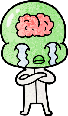 Bir insan tarafından çizilmiş koca beyinli bir uzaylı ağlaması.