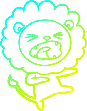 Bir insan tarafından çizilmiş kızgın bir aslanın soğuk çizgi çizimi.