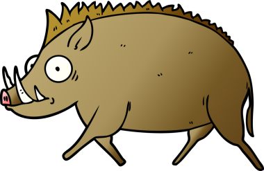 Bir insan tarafından çizilmiş vahşi bir domuz.