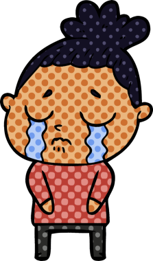 Bir insan tarafından çizilmiş ağlayan kadın çizgi filmi.