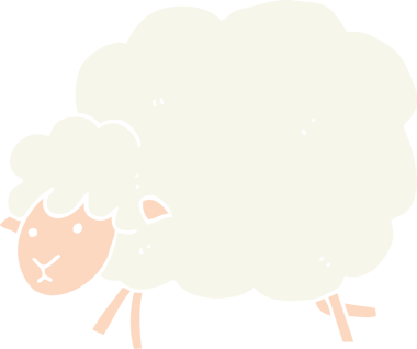 Bir insan tarafından çizilmiş düz renkli çizgi film koyunu