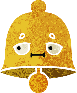 Bir insan tarafından çizilmiş bir çanın retro çizim tarzı karikatürü