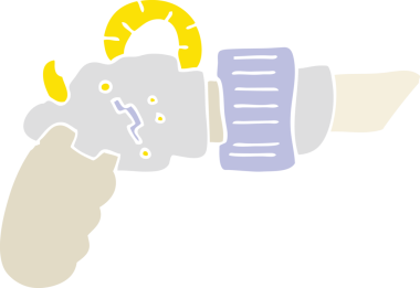 Bir insan tarafından çizilmiş düz renkli ışın tabancası