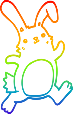 Gökkuşağı gradyan çizgi çizimi bir insan tarafından çizilen çizgi tavşan çizimi