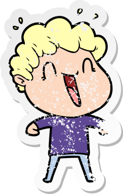 Bir insan tarafından çizilmiş üzgün, mutlu bir adamın çizdiği çizgi film çıkartması.