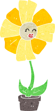 Bir insan tarafından çizilmiş karikatür çiçeği