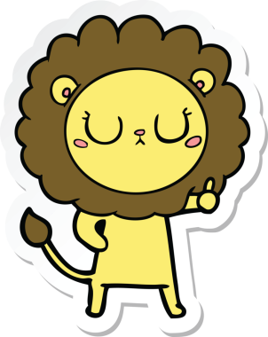 Bir insan tarafından çizilmiş karikatür aslanının çıkartması.