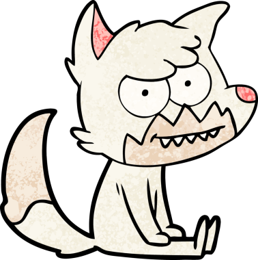 Bir insan tarafından çizilmiş sırıtan tilki çizgi filmi.